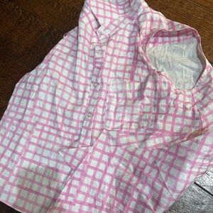 Milly Kids Pink and White Checkered Button Down Shirt